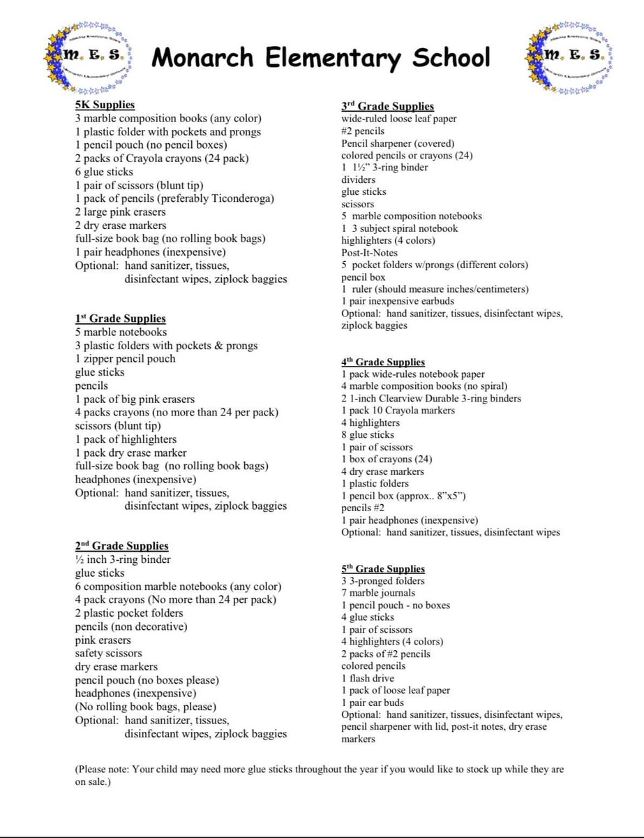 ucsdsc's tweet photo. Union County Elementary Schools 2020-2021 School Supply Lists https://t.co/dCkWvQGa4D
