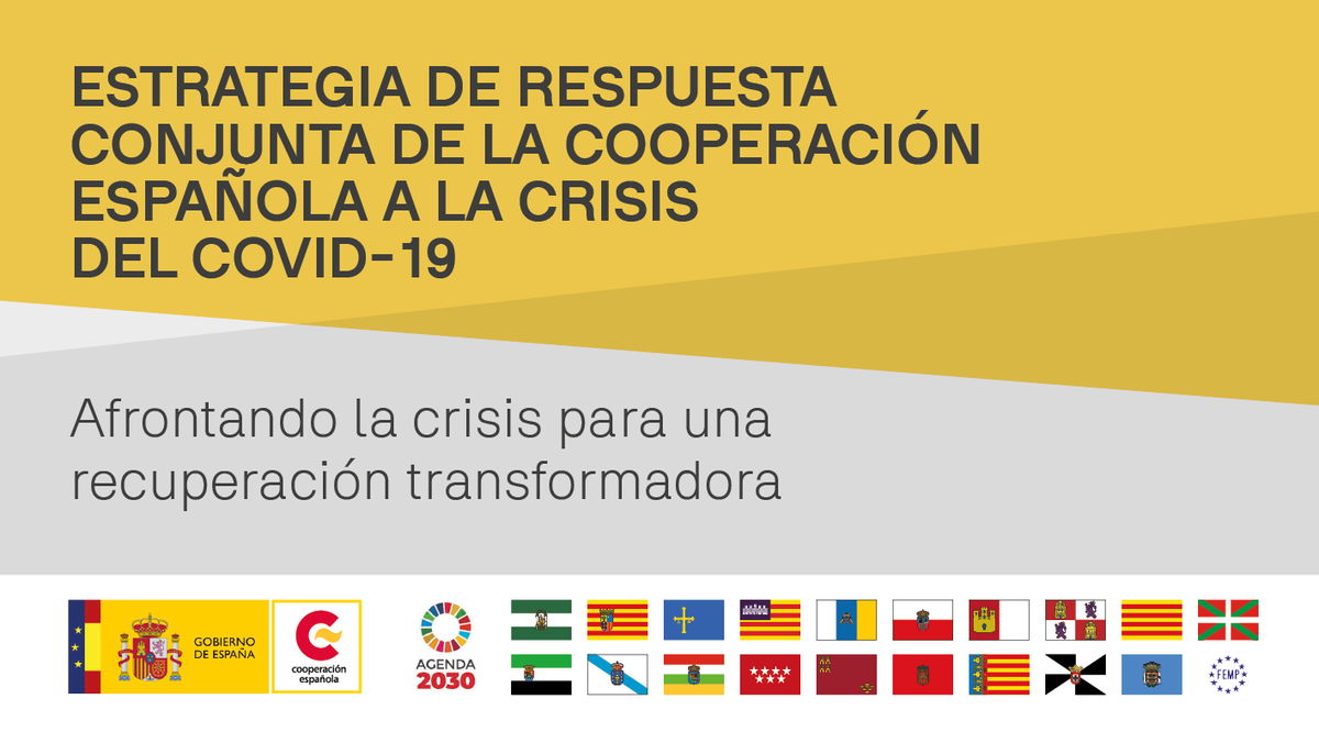 Ministerio de Asuntos Exteriores, UE y Cooperación (@maecgob) on Twitter photo Hoy el #CMin ha aprobado la Estrategia de Respuesta Conjunta de <a href="/CooperacionESP/">Cooperación Española</a> a la crisis del #COVID19, que recoge prioridades y directrices para hacer frente a la pandemia a través de la #cooperación internacional 🤝🌍
➡️ bit.ly/2WHQA0j
#EsteVirusLoParamosCooperando Hoy el #CMin ha aprobado la Estrategia de Respuesta Conjunta de <a href="/CooperacionESP/">Cooperación Española</a> a la crisis del #COVID19, que recoge prioridades y directrices para hacer frente a la pandemia a través de la #cooperación internacional 🤝🌍
➡️ bit.ly/2WHQA0j
#EsteVirusLoParamosCooperando