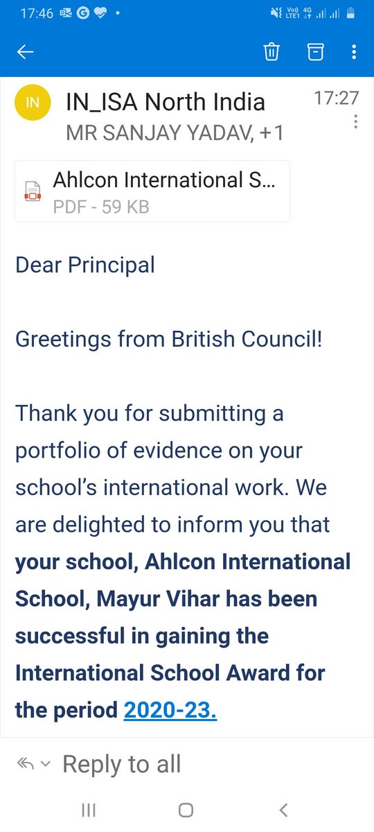 y_sanjay's tweet photo. Heartiest congratulations to Ahlcon International family for the International School Award (ISA) by the British Council! Gratitude @ashokkp Sir. #Ahlconintl @Ritika1977 @pntduggal @gupta_anju9 @sunita_rajiv
@KavitaS2003 @ShandilyaPooja @Shipra_Srivastv https://t.co/JIUyeXj99s
