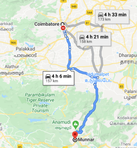 கோவையில் இருந்து சுமார் நாலரை மணி நேரத்தில் உடுமலைப்பேட்டை வழியாக மூணாரை அடைந்து விடலாம். ஆனால் ஜூன் ஜூலையில் மழை பெய்வதால் உருவாகும் குட்டி குட்டி அருவிகளை நின்று ரசித்து கொண்டே போனால் ஏழு எட்டு மணிநேரம் கூட போதாது