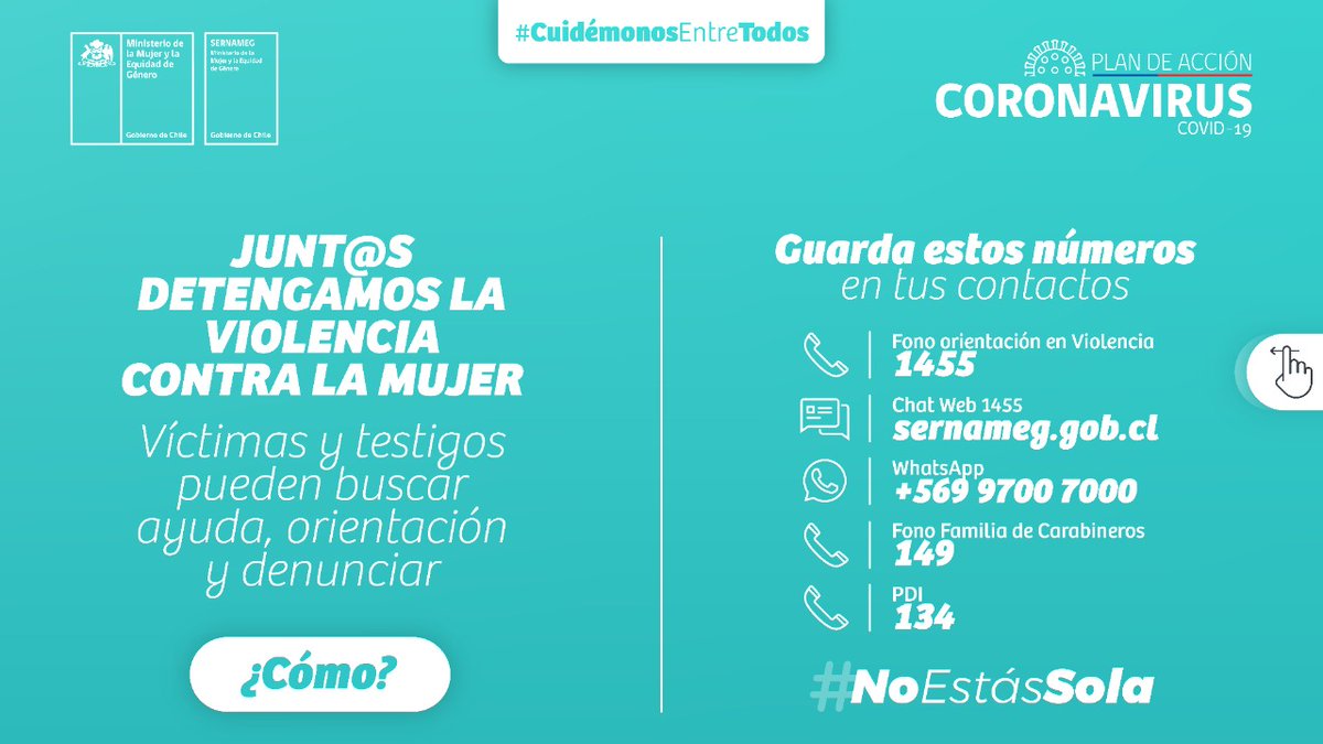 Cualquier mujer víctima de violencia sexual encontrará en SernamEG del <a href="/MinMujeryEG/">Ministerio de la Mujer y la Equidad de Género</a> apoyo, protección y reparación a través de la atención de nuestros profesionales. Además, el acompañamiento y asesoría legal gratuita para iniciar un proceso legal contra el agresor. #NoEstásSola