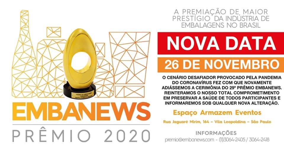 premioembanews's tweet photo. 29º PRÊMIO EMBANEWS ADIADO PARA 26 DE NOVEMBRO
 
A cerimônia de entrega do 29º Prêmio EMBANEWS  2020 foi novamente adiada devido a pandemia do coronavírus e acontecerá no dia 26 de novembro.

#EMBANEWS  #embalagem #embalagens #PremioEmbanews  #packagingawards  #premiação https://t.co/nBotsOD06N