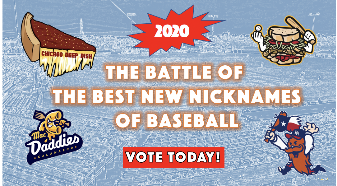 BallparkHunter's tweet image. @Slammin_Sammies @JolietSlammers @TCLBaseball @kzoogrowlers @WashWildThings @StadiumJourney  The Final Four has been set for the Best New Nicknames of Baseball. The Sammies v Mac Daddies and the Deep Dish will battle the Hairy Men of Round Rock. #BallparkHunter