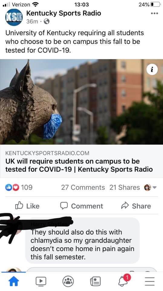 KySportsRadio's tweet image. Interesting comment in the KSR Facebook comment section.....