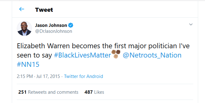 49. Elizabeth Warren was the first national political leader to openly support Black Lives Matter. https://twitter.com/DrJasonJohnson/status/622107474800218112