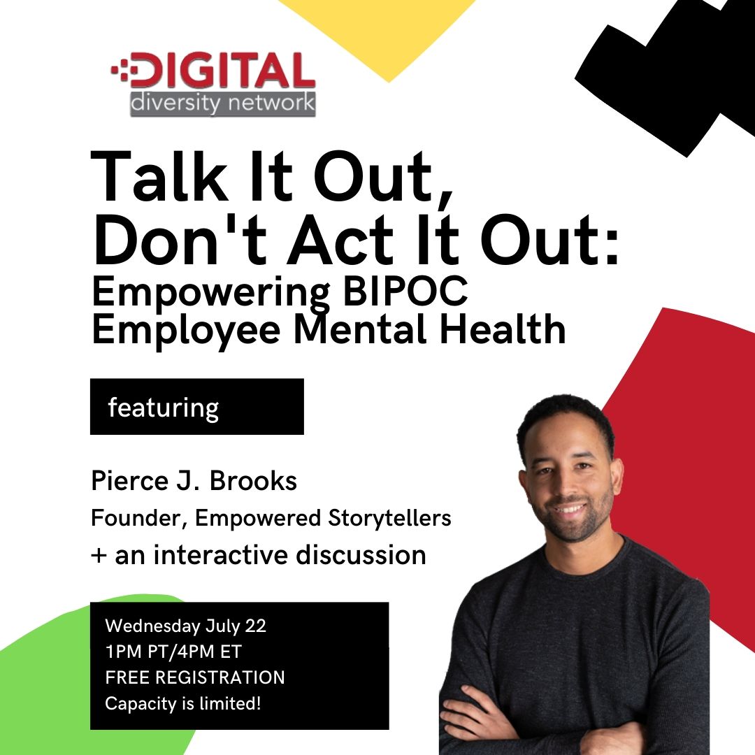 ddnoinfo's tweet photo. 🗣️TOMORROW Wednesday July 22 at 1p PT/4p ET🗣️ Join Us for "Talk It Out, Don't Act It Out: Empowering #BIPOC Employee #MentalHealth" with @piercejbrooks_!
REGISTER:  https://t.co/VBNAcGIHzJ https://t.co/Xuwn5J0xKr