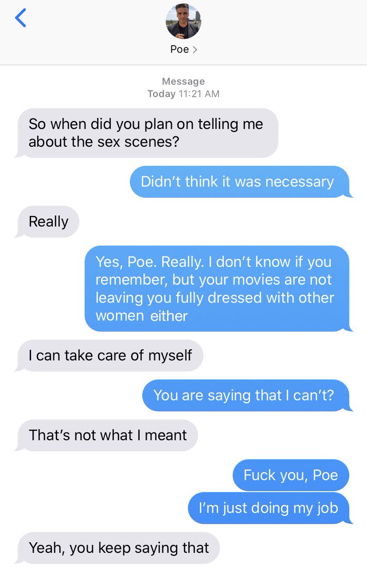 16. Some days later, Poe texts Rey