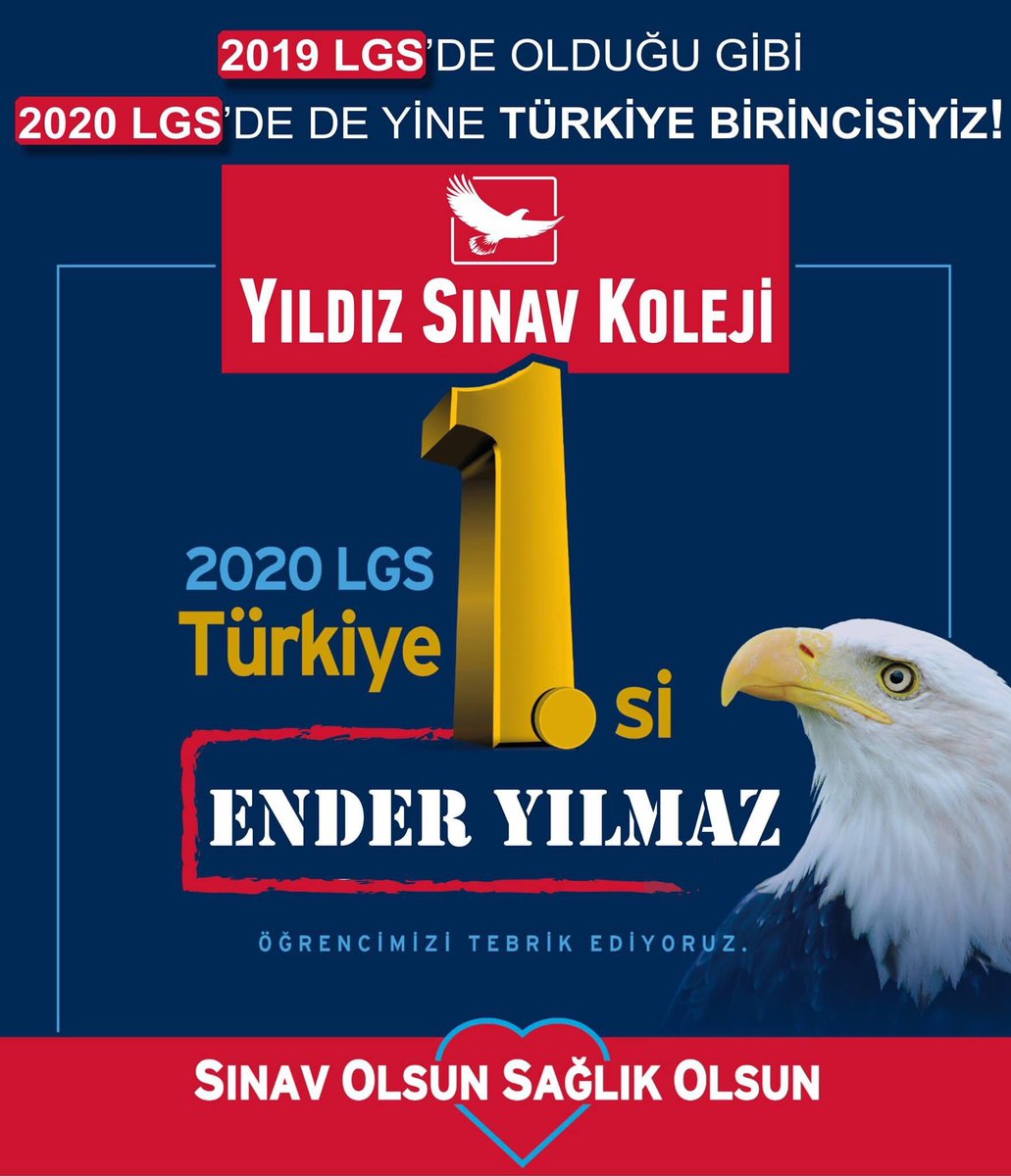 yildizsinav's tweet photo. 2019 LGS’DE OLDUĞU GİBİ 2020 LGS’DE DE YİNE TÜRKİYE BİRİNCİSİYİZ

Gözü Yükseklerde Olanlar! Yeni Dönem Kayıtlarımız Başladı!
Online Kayıt ➡️ https://t.co/he1TGGehyY
Kayıt Randevu için: 0312 495 5070
#yildizsinavkoleji #sinaveğitimkurumları #sinav #LGS2020 https://t.co/I9bADpwzb0