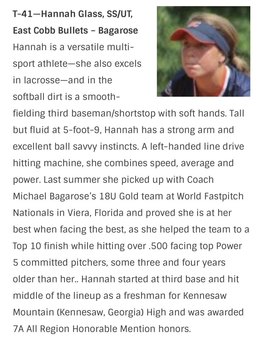 Thank you to <a href="/ExtraInningSB/">EXTRA INNING SOFTBALL</a> for ranking me 41st overall player in the 2023 class!!! <a href="/EastCobbBullets/">EC Bullets Fastpitch</a> <a href="/ECBBagarose/">Coach Mike Bagarose</a> <a href="/AmyAPointer7/">Amy A. Pointer</a> <a href="/IHartFastpitch/">I❤️Fastpitch</a> <a href="/Los_Stuff/">Carlos Arias</a> <a href="/rittmanjohn/">John Rittman</a> <a href="/cbreault12/">Courtney Breault</a> @CoachPatrick_ <a href="/UKCoachLawson/">Rachel Lawson</a> <a href="/UGACoachTony/">Tony Baldwin</a> <a href="/MelyssaLombardi/">Melyssa Lombardi</a>