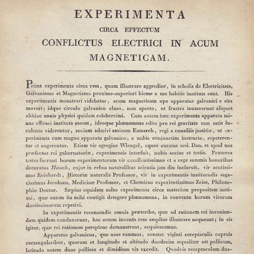 PÅ DENNE DAG 🗓 for 200 år siden publicerede videnskabsmand og generalsekretær for Videnskabernes Selskab H.C. Ørsted sin afhandling over opdagelsen af elektromagnetismen – en opdagelse, der skulle komme til at ændre vores levevis for altid 🌟🇩🇰 #hcø2020

📸: HCØ2020/SNU