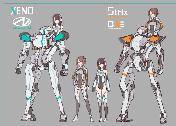 キャラクターとロボが一緒に画面に写れるやつその2。Strixは見栄え重視でキャラのお腹まで見えるようにしていたけれど、実際は屈んだら搭乗者が隠れるくらいじゃないと危なそうなので座席を少し下げてみた。 