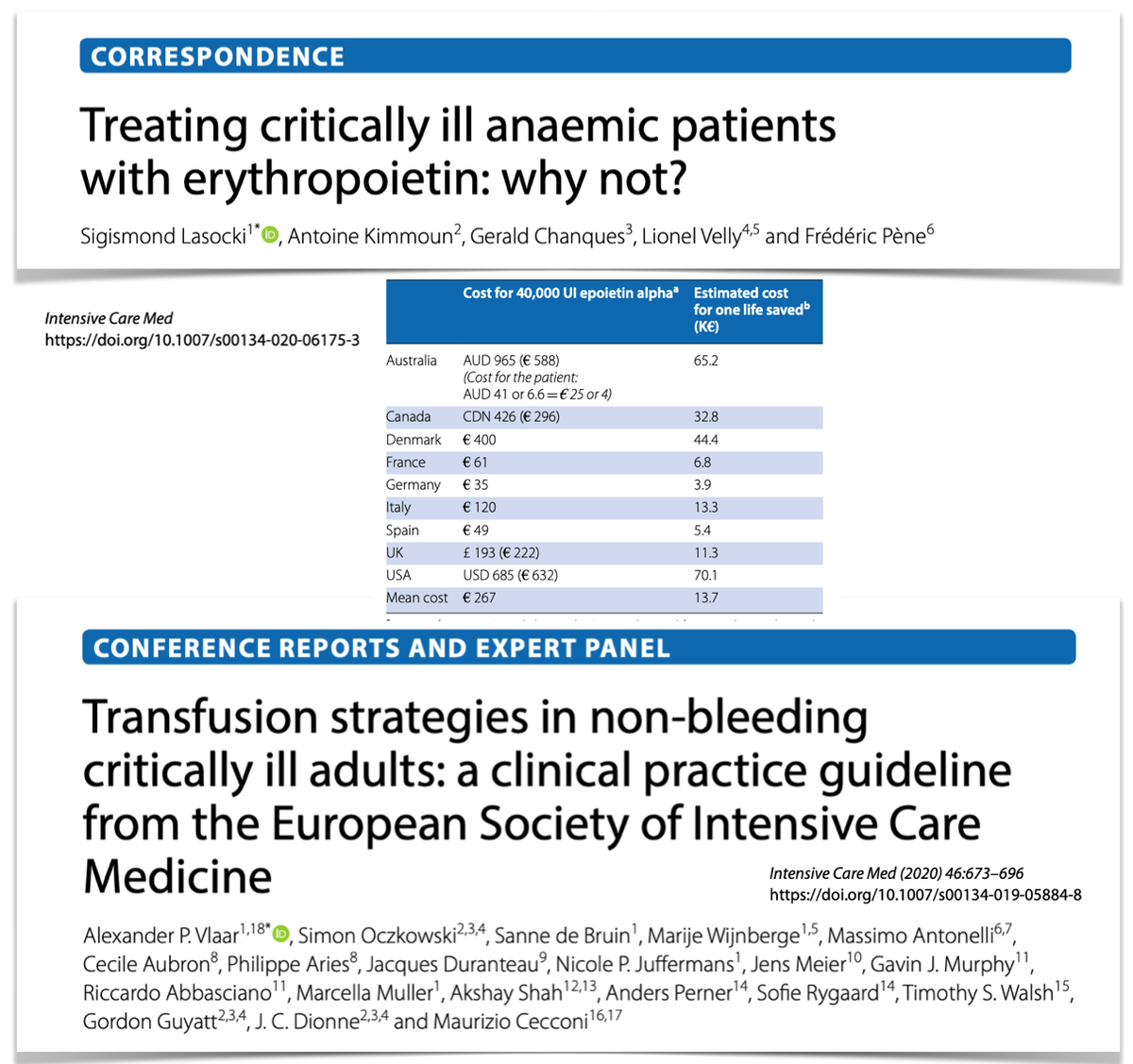yourICM's tweet photo. EPO in anemic critically ills? should be considered to limit transfusion/improve outcomes
https://t.co/S3MgdbLiib 
A comment, referred to @ESICM clinical guideline for transfusion practices in non-bleeding critically ill adults https://t.co/bKgLoN5Nh2

#FOAMcc @La_SRLF @SFAR_ORG https://t.co/eN85yEj5Cu