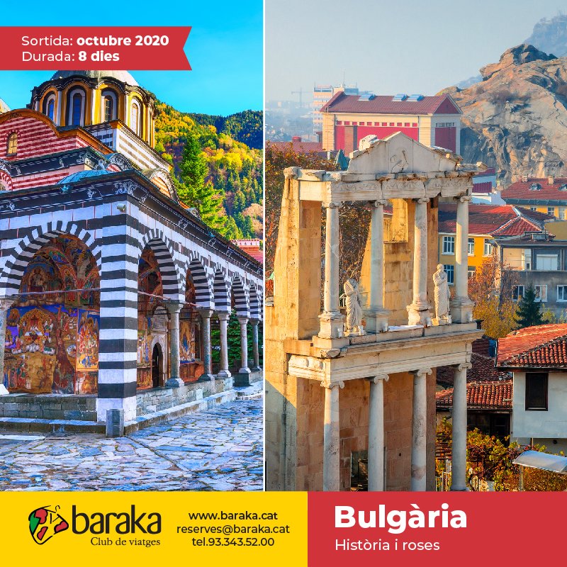 BarakaClub's tweet photo. BULGÀRIA Història i roses. Una experiència que t'enamorarà. Viatja amb totes les mesures especials COVID-19.
Durada: 8 dies
Sortida: 01/10/2020
#somdeconnec Reserva al 606 906 491 o a reserves@baraka.cat
#viatges #cultura #experiencies #Sofia #Rila #UNESCO https://t.co/Xp64Co8FFm https://t.co/NnfDTz0BHB