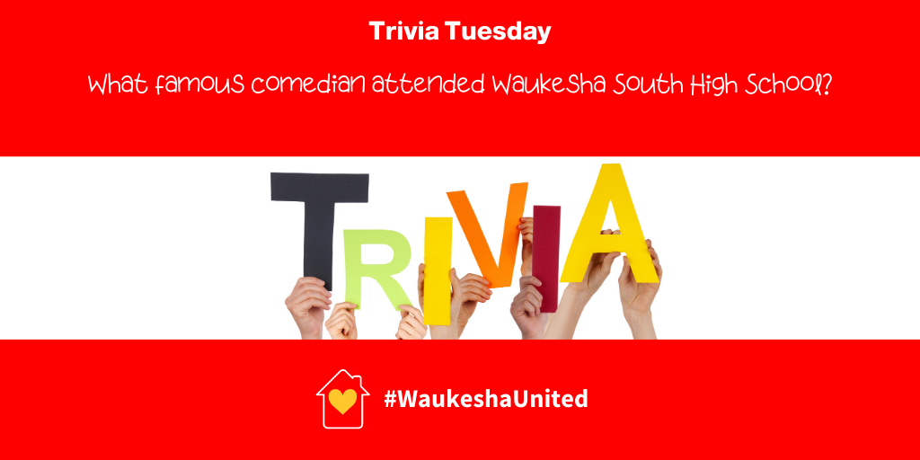 #WaukeshaUnited Trivia Tuesday ~
Post your guess for a chance to win a $10 gift card from The Steaming Cup. Drawing for a winner on Wed at 9am from all the correct answers.

Question: What famous comedian attended Waukesha South High School?