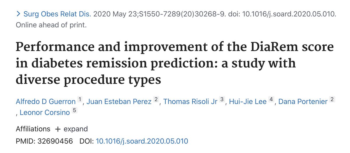 Daniel Guerron MD FACS FASMBS (@danguerron) on Twitter photo Happy to share our latest publication👇. Our model takes into account all procedures and shows that BPD/DS patients have the highest odds of diabetes remission. pubmed.ncbi.nlm.nih.gov/32690456. <a href="/ASMBS/">ASMBS</a> <a href="/SOARD_JOURNAL/">SOARD Journal</a> <a href="/IfsoSecretariat/">IFSO</a> <a href="/SAGES_Updates/">SAGES is in Tampa in 2026!</a> Happy to share our latest publication👇. Our model takes into account all procedures and shows that BPD/DS patients have the highest odds of diabetes remission. pubmed.ncbi.nlm.nih.gov/32690456. <a href="/ASMBS/">ASMBS</a> <a href="/SOARD_JOURNAL/">SOARD Journal</a> <a href="/IfsoSecretariat/">IFSO</a> <a href="/SAGES_Updates/">SAGES is in Tampa in 2026!</a>