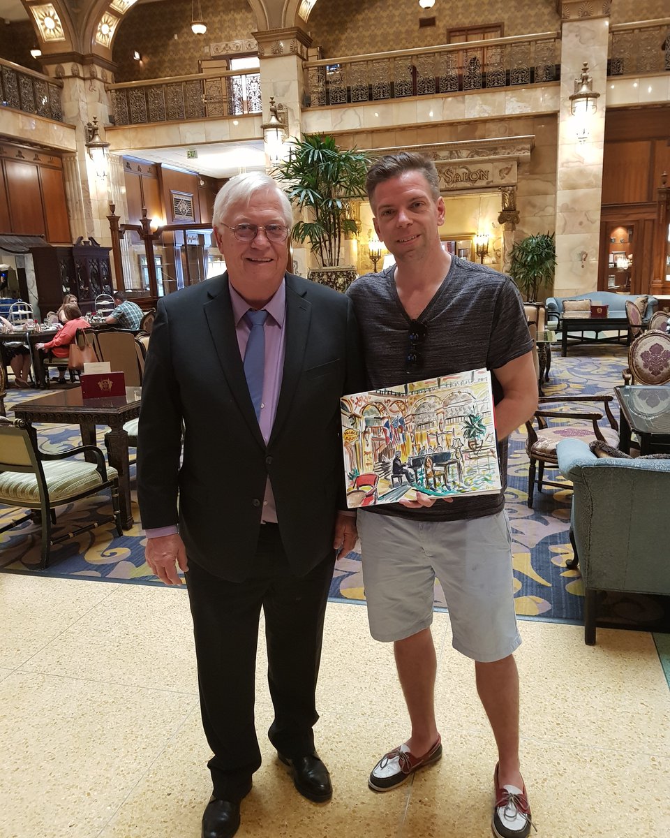 19/04/08Prior to the evenings game I explored Denver's historic downtown. I headed to the  @BrownPalace where the Beatles once stayed. In the beautiful wood panelled lobby I sat and drew the surroundings and listened to Jimmy, the piano man.  #MLB  #DiamondsOnCanvas  #AndyBrown