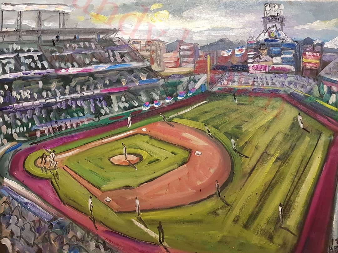 19/04/07MLB Ballpark 2/30 Coors Field @Rockies vs  @Dodgers Flight: SF to Denver. Beautiful views of the snow capped mountains, nothing like watching a game a mile high! What started as a warm spring afternoon quickly became a cold evening. #MLB  #DiamondsOnCanvas  #AndyBrown