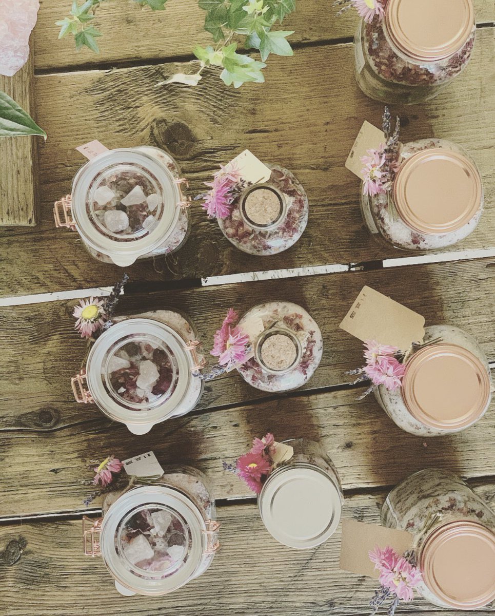 whatswattshop's tweet photo. Today’s orders all dressed 
Lavender &amp; Rose Himalayan &amp; Epsom Cleansing salts topped with Himalayan rocks and whole rosehip https://t.co/9dLyUBR2Id