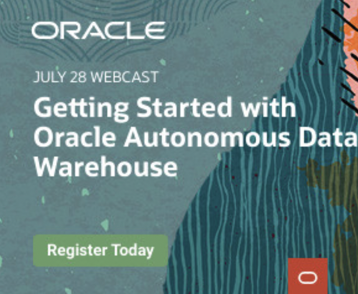 OracleDatabase's tweet image. Join us on July 28th at 10:00 a.m. PT for a Live Webinar: Getting Started with @Oracle #AutonomousDataWarehouse and see how you can experience the benefits in just minutes. #thinkautonomous ora.cl/6OH4h
