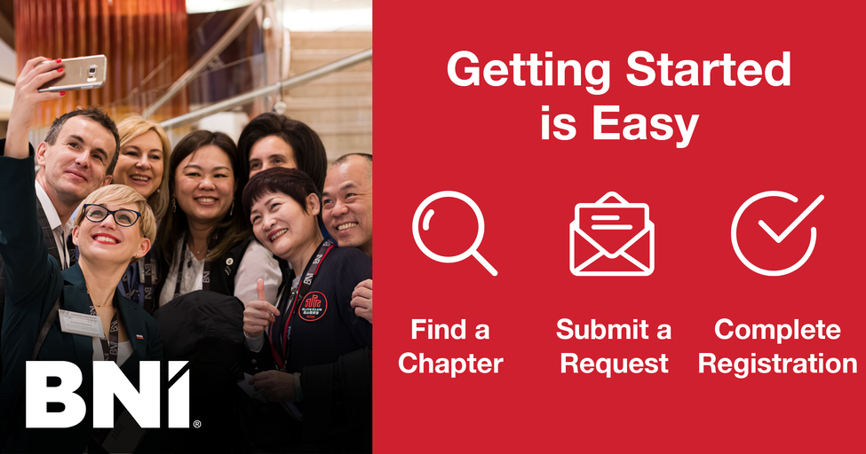 BNI_official_pg's tweet photo. Getting Started with BNI is Easy!

1.Find a Chapter
2.Submit a Request
3.Complete the Registration

Retweet and show your network how easy it is to visit a BNI Chapter online for free! https://t.co/PGYiyXZsHw

#GrowingForwardTogether #WhyBNI #ReferralsWork https://t.co/I3tMf6Nygn