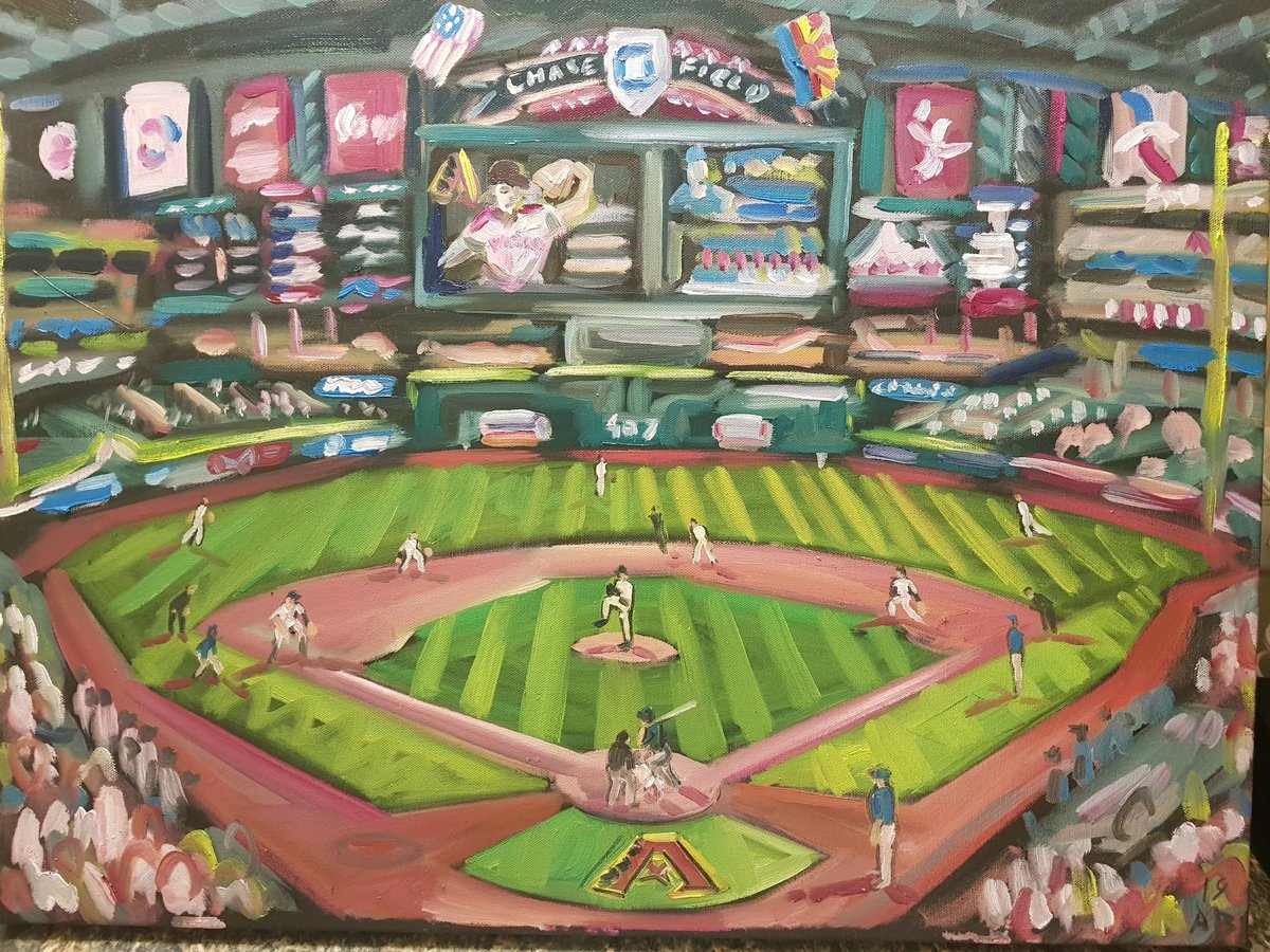 19/04/09MLB Ballpark 3/30 Chase Field Flight: Denver to Phoenix @Dbacks vs  @RangersPainted from a box behind home plate. A great view of Zach Greinke at work and a walk off home run for Jarod Dyson to clinch the game in the bottom of the 9th.  #MLB  #DiamondsOnCanvas  #AndyBrown