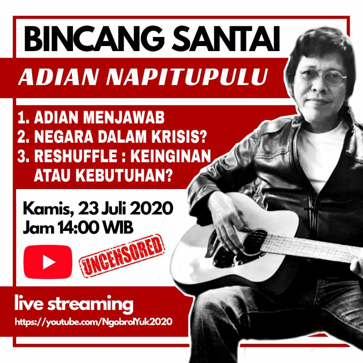Ayooo kita saksikan bersama...

<a href="/jokowi/">Joko Widodo</a> <a href="/kaesangp/">“kak” Kaesang</a> <a href="/Inuldarasista/">Inul</a> <a href="/raisa6690/">Raisa Andriana</a> <a href="/JubirPresidenRI/">StafKhususPresiden_Komunikasi</a> 

#adiannapitupulu #JagaJokowi