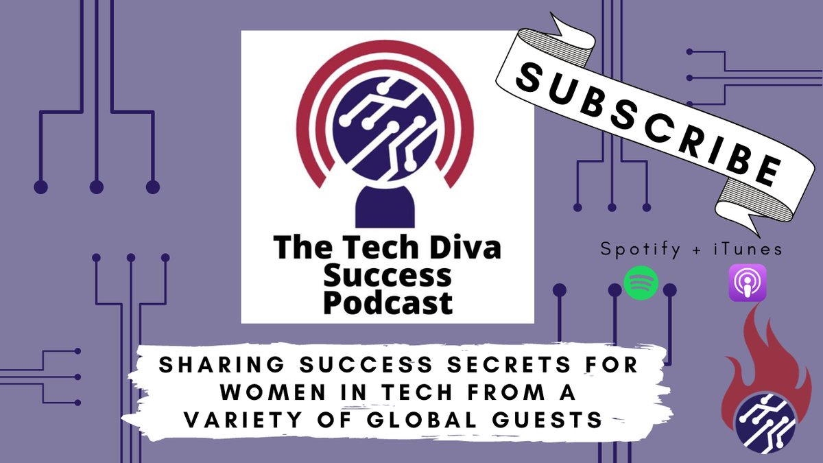 TechDivaSuccess's tweet photo. We are LIVE with 7 EPISODES of the new @TechDivaSuccess #podcast to spark #SUCCESS for #WomenInTech and need your help to launch. 🙏Take a listen and SUBSCRIBE ✅ Search 'Tech Diva Success' on iTunes or Spotify and leave a 5 ⭐Rating/Review.  Pls RT https://t.co/TkbU8JZ2M3 https://t.co/fbDFbxxn3E