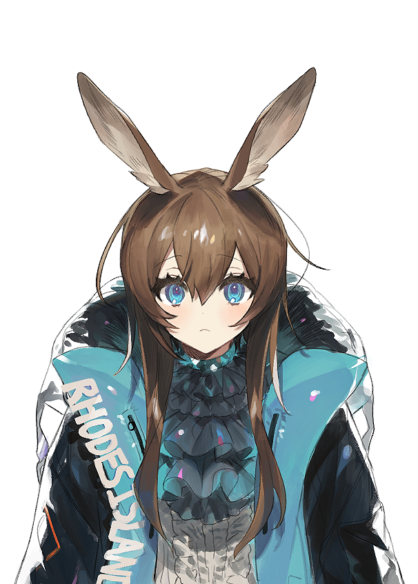 amiya (arknights) 1girl animal ears solo rabbit ears brown hair blue eyes white background  illustration images