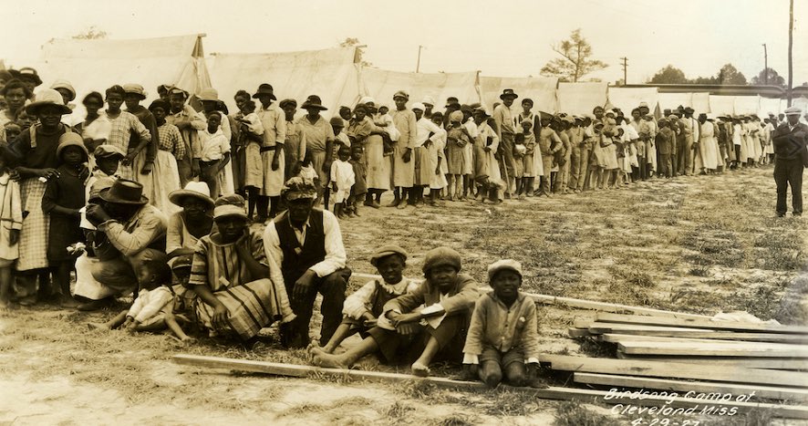 #106: The Great Mississippi Flood (Part 2)13,000 blacks were left at an unbroken levee but thousands of others were taken to concentration camps in Vicksburg. Because of the disparities in relief supplies, blacks began looting which led to 200 National Guard Troops coming down