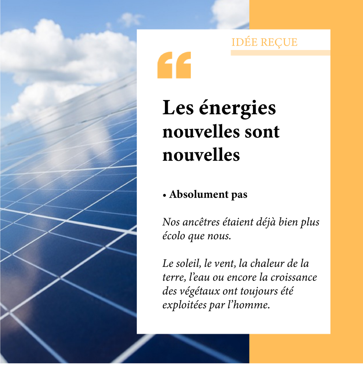 solsticegroupe's tweet photo. [Idée reçue]
Les énergies renouvelables, encore appelées les "énergies nouvelles" constituent-elles une idée neuve ❓
#EnR #Energie #DeveloppementDurable #TransitionEcologique #IdeeRecue #ecologie 
Pour plus d'informations ➡️ https://t.co/ASOsJR5IU8. https://t.co/j0a5xNBOXY