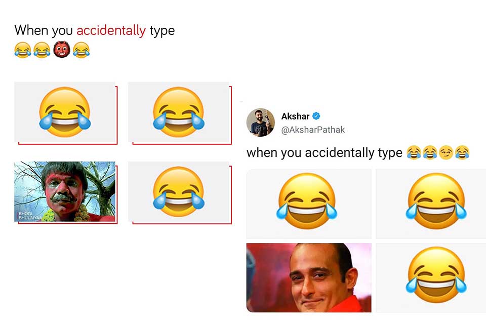 envisionedin's tweet photo. Triggered by @AksharPathak on Instagram, #whenyouaccidentallytype got viral after brands started posting memes.
Read here: https://t.co/FMAbe4PR5w
#TrendingTopic #DigitalMarketing https://t.co/BVwsZYRgsA