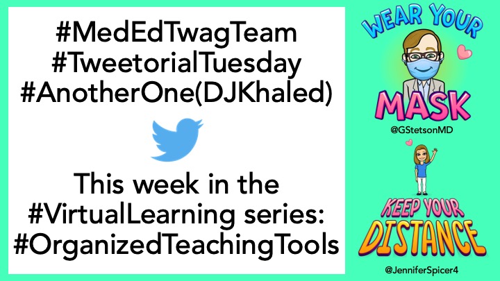 1/ Hey  #MedEd and  #MedTwitter!  #TwagTeamBackAgain with another  #TweetorialTuesday from the one and only  #MedEdTwagTeamToday, I take some of the things we have taught you over the last 6 weeks and organize them based on the type of teaching you may be planning to do.