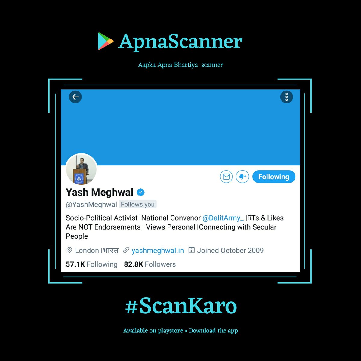 YourtechIn's tweet photo. Dear @YashMeghwal ,
Please Download the #ApnaScanner app : https://t.co/9i0WJ7KK2T
Yourtechin 🐾 https://t.co/8nKrVowDhX