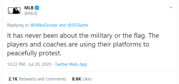 NotADemocat's tweet photo. Disgraceful #BoycottMLB https://t.co/JS9XsrhB8b