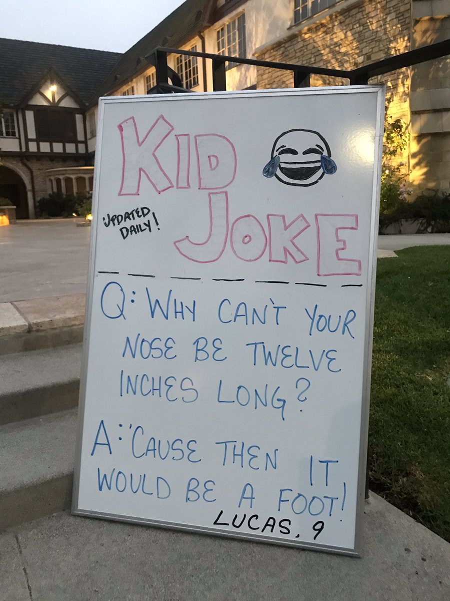 CALL FOR SUBMISSIONSHave a little joker at home? Send me your kid’s joke, and I’ll pass it on to the powers that be. Jokes will be posted daily on this sign in San Marino, where it will be seen by tens of passersby. No pros, please.Must include child’s first name and age.
