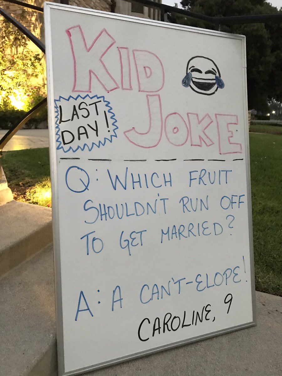 CALL FOR SUBMISSIONSHave a little joker at home? Send me your kid’s joke, and I’ll pass it on to the powers that be. Jokes will be posted daily on this sign in San Marino, where it will be seen by tens of passersby. No pros, please.Must include child’s first name and age.