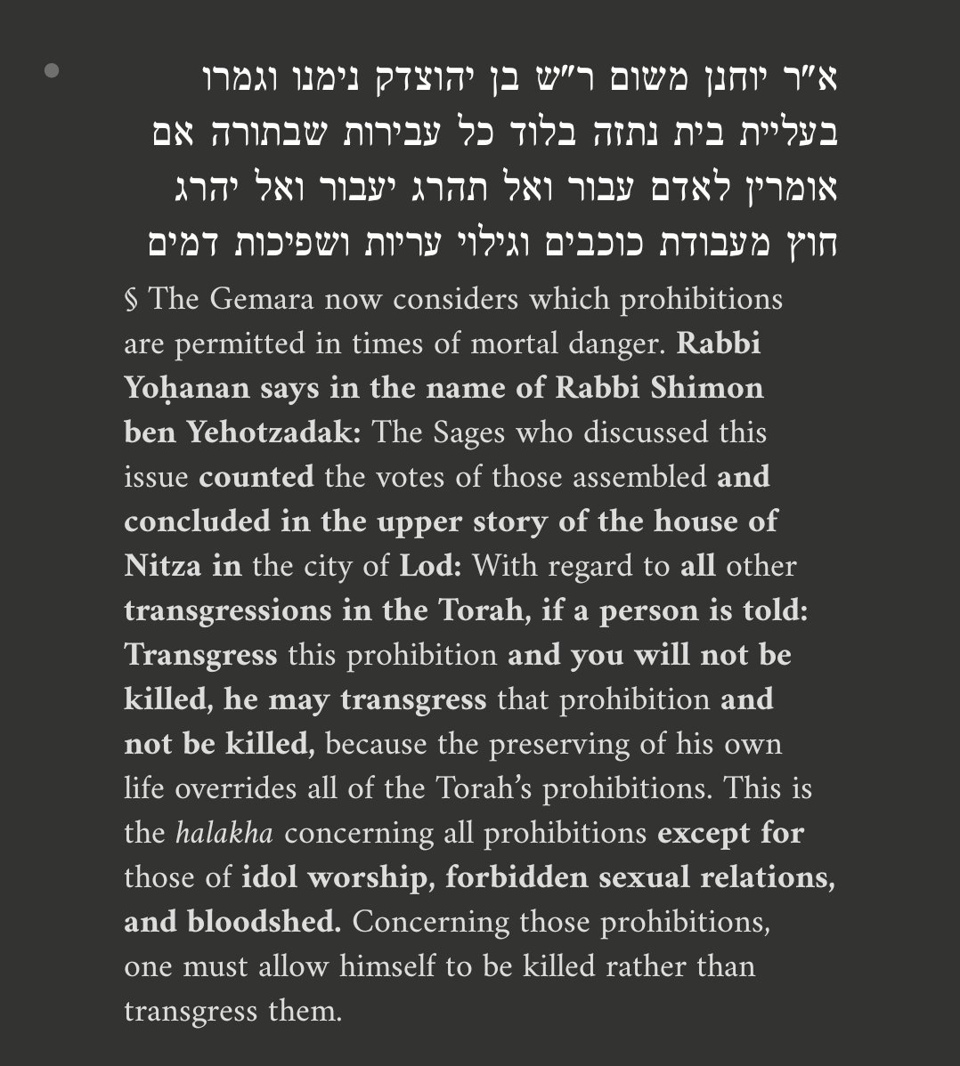 We're looking primarily to Sanhedrin 74a-b, which is where the Sanhedrin takes a vote and determines that the three exceptions to pikuach nefesh are idol worship, forbidden sexual relations and bloodshed (i.e., murder).