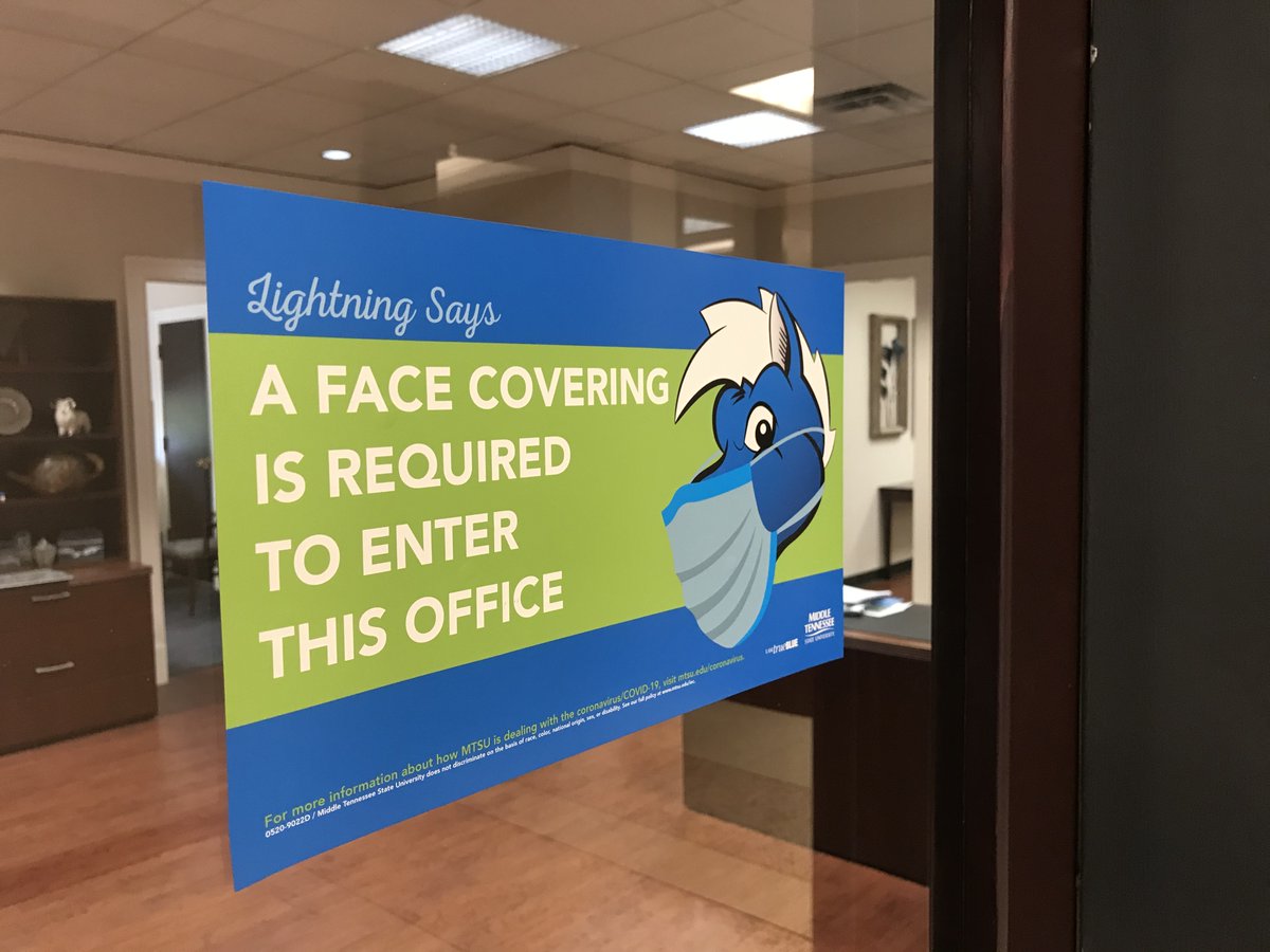 MTSU's tweet photo. .@PresidentMcPhee and Provost Byrnes announce face coverings mandate for August semester. https://t.co/Nrr9Or3EFo #MTSUStayOnCourse https://t.co/Cwbv1KPph3