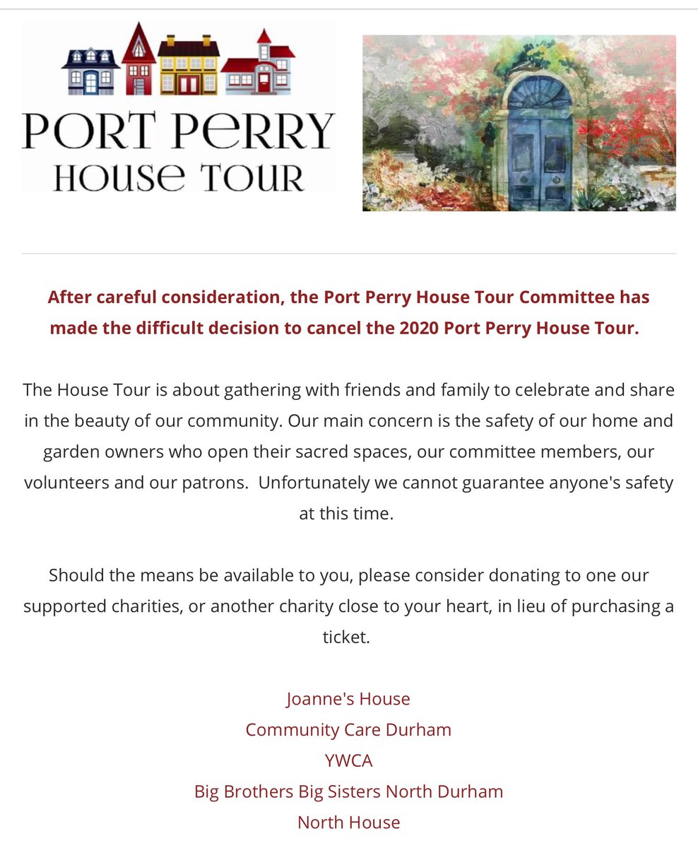 PPHouseTour's tweet photo. 🏠 2020 Port Perry House Tour cancelled 🏠 https://t.co/bZbJQBgErH