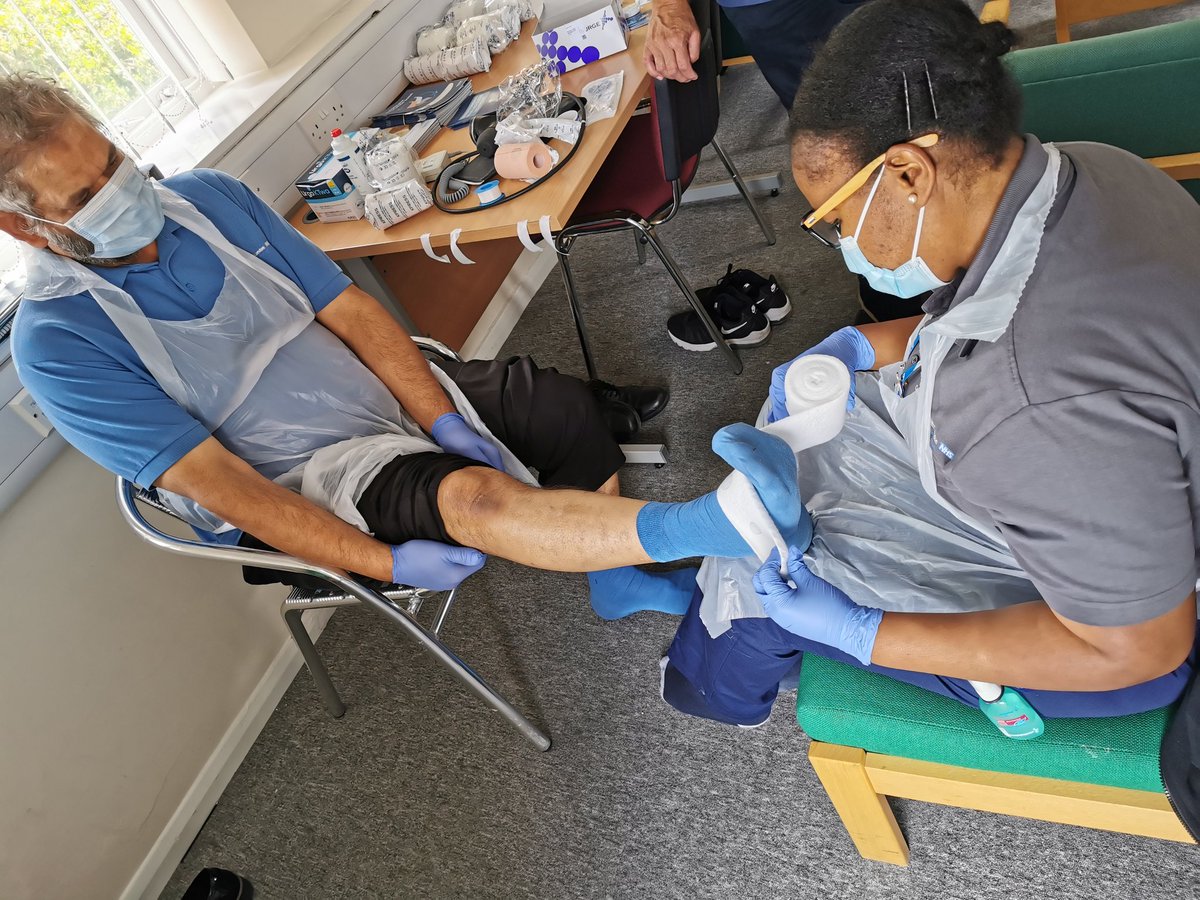 luxmikeshi's tweet photo. Back to our "new normal".. CNWL staff in action having their update in wound care and leg ulcers management with appropriate PPE to ensure the right competency for our staff@CNWLPeople https://t.co/WpnDoZpNtd