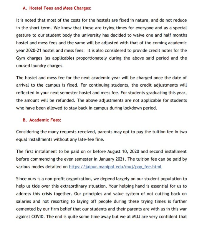 basicallyPeace's tweet photo. @indiatvnews @nidhiindiatv 
All efforts wasted, they still demands full fee in two installments. They still deny our demands and justify themselves by saying that they've helped gov in covid and donated in pm fund and give false hopes of calling us to college. 
#ManipalFeesFiasco https://t.co/C2Zz9r1Ytl