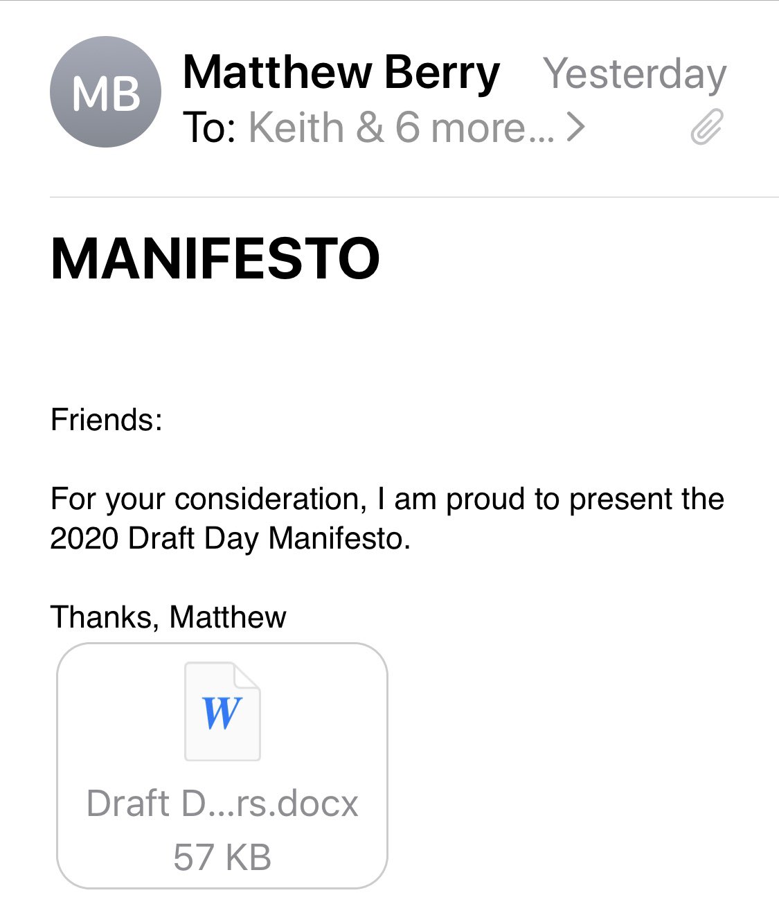 Matthew Berry On Twitter I Sent An Email Last Night