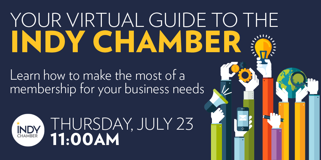 Save your spot for this exclusive virtual opportunity to hear from our team (<a href="/JulieGrice/">JulieGrice</a>, <a href="/joepellman/">Joe Pellman</a>, <a href="/FisherIndy/">Mark Fisher</a>, <a href="/VinceAJr/">Vincent Jr</a>, and <a href="/rickproc/">Rick Proctor</a>) and learn what an #IndyChamber membership can do for your business!

Learn more and register: indychamber.com/events/your-vi…
