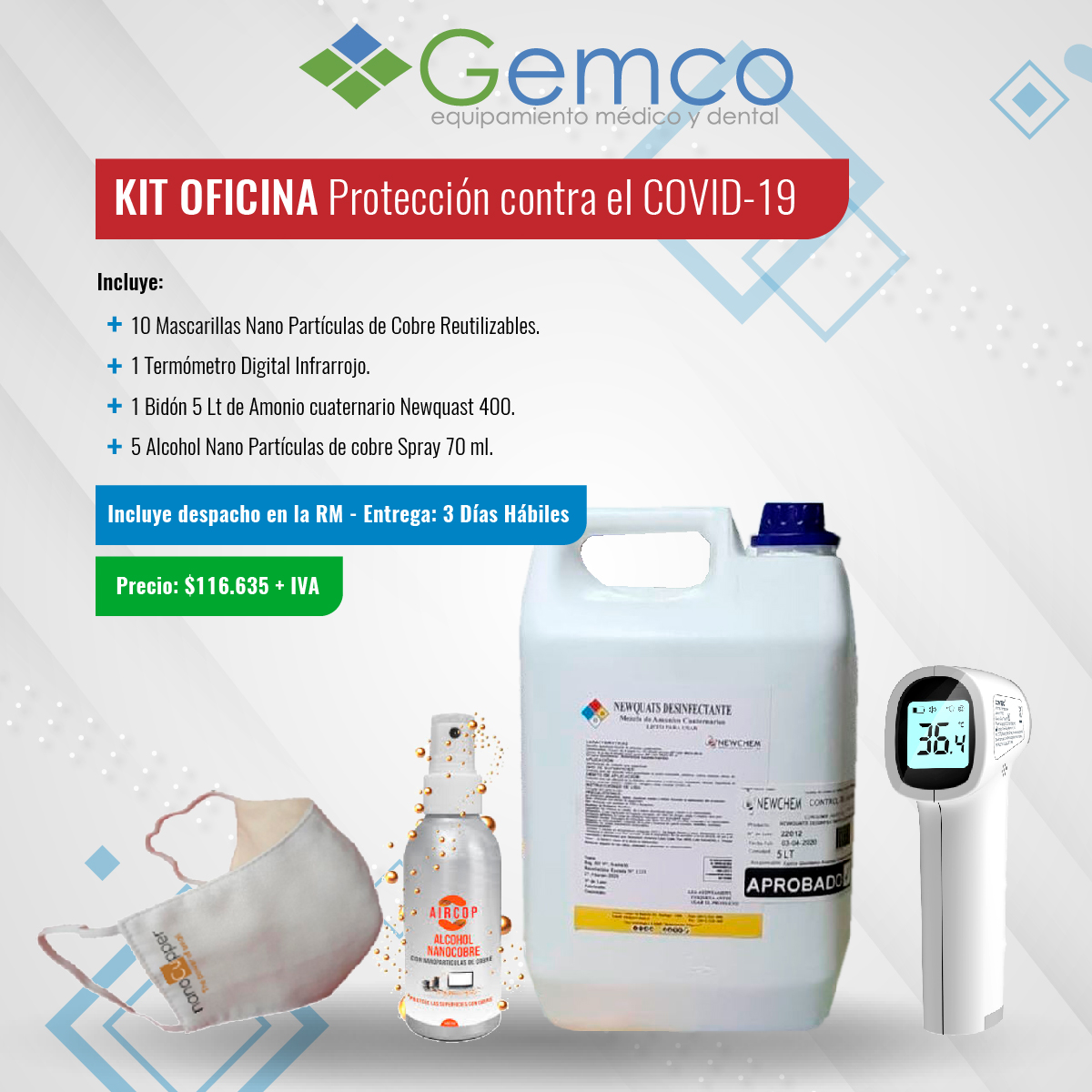 Gemco14's tweet photo. Protege tu lugar de trabajo del #covid19 con nuestro Kit Oficina. Compra en https://t.co/ys7ItCE8LD

Incluye despacho en la RM - Entrega: 3 Días Hábiles.
.
.
.
#covid #coronavirus #prevencion #limpieza #desinfeccion #hospital #hospitales #clinica #cesfam https://t.co/qBA1sHHEzL