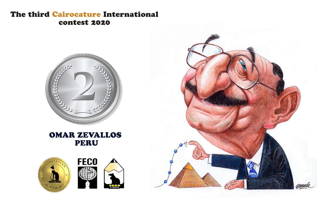 omarzev's tweet photo. UPSS!!... Me acabo de ganar el Segundo Premio de caricatura en Egipto.  #FuerzaPerú https://t.co/W8nCmOE7Uw