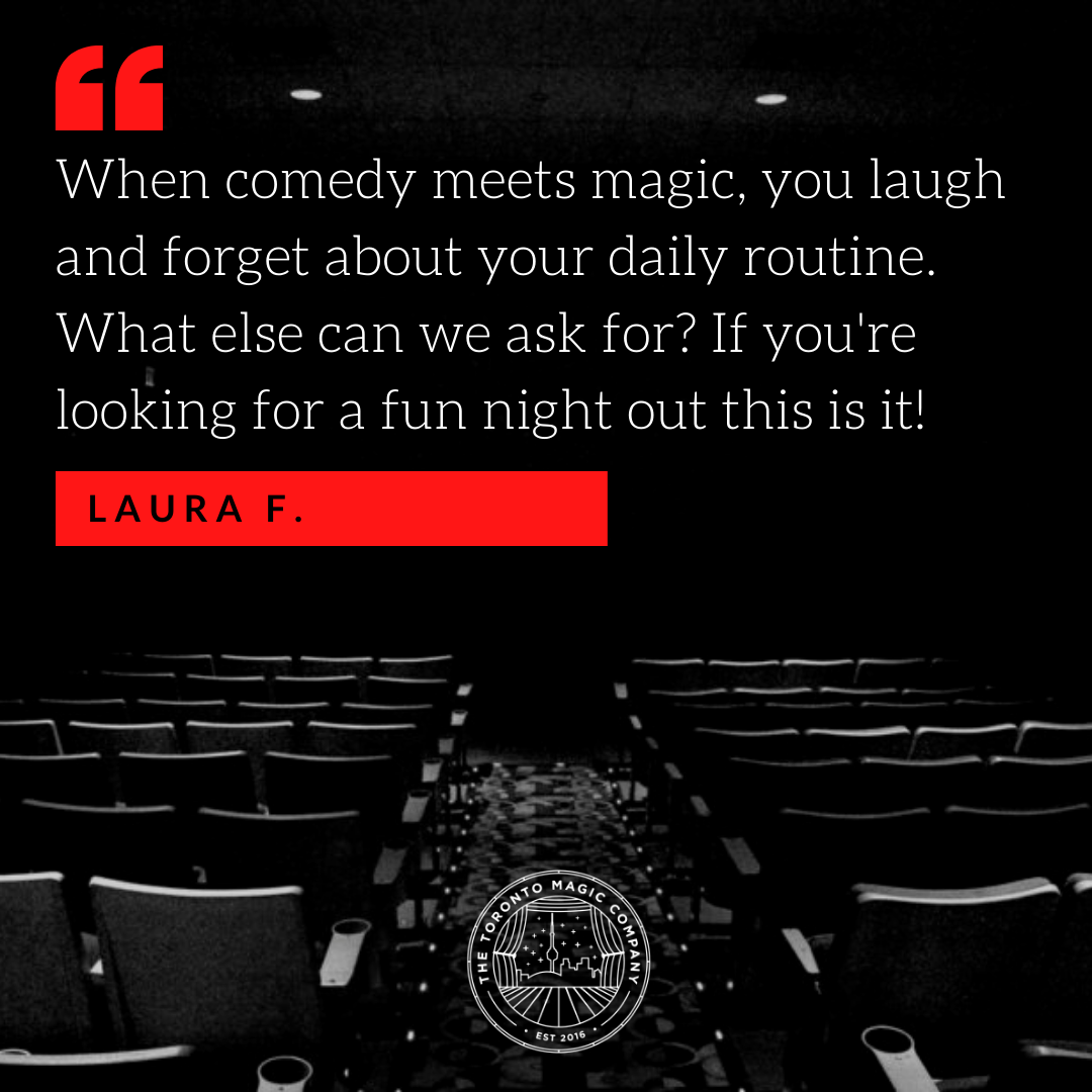 TorontoMagicCO's tweet photo. "When comedy meets magic, you laugh and forget about your daily routine. What else can we ask for? If you're looking for a fun night out this is it!" - Laura F.
-Tripadvisor
#magic #Magician #torontomagic #torontomagician #torontomagicshow https://t.co/0OfwpAVGVR