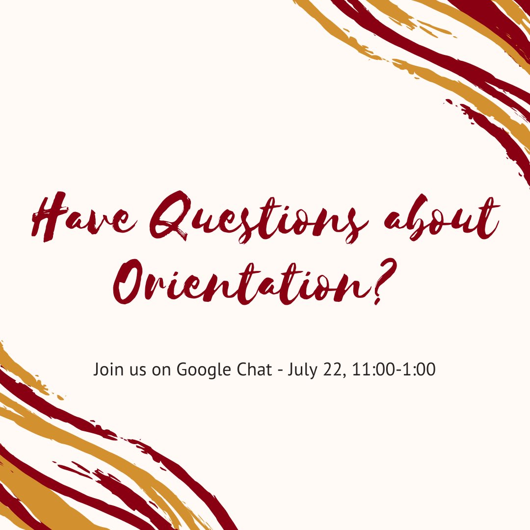 CoeOrientation's tweet photo. Mark your calendars for July 22, from 11:00-1:00PM (CST) - the Orientation Team will be answering your questions in Google Chat!

Instructions for how to join the chat will be sent to your student email. Hope to hear from you then! https://t.co/19jRZewSKA