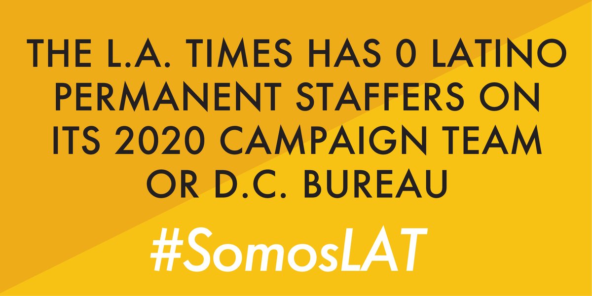 Did you know the  @latimes has 0 Latino permanent staffers on its 2020 campaign team or D.C. bureau even though Latinos are a key voting bloc? The  @LATLatinoCaucus demands that Latinos be hired to report on issues pivotal to our state & nation.  #SomosLAT  https://latguild.com/news/2020/7/21/latino-caucus-letter