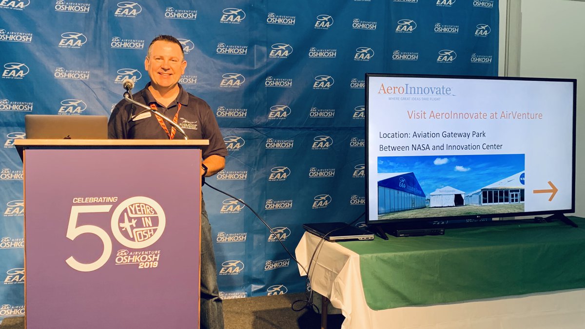 Flashback to #OSH19 - did my first <a href="/EAA/">EAA</a> press conference promoting the @AeroInnovate events for the week.

#OSH20 #EAATogether