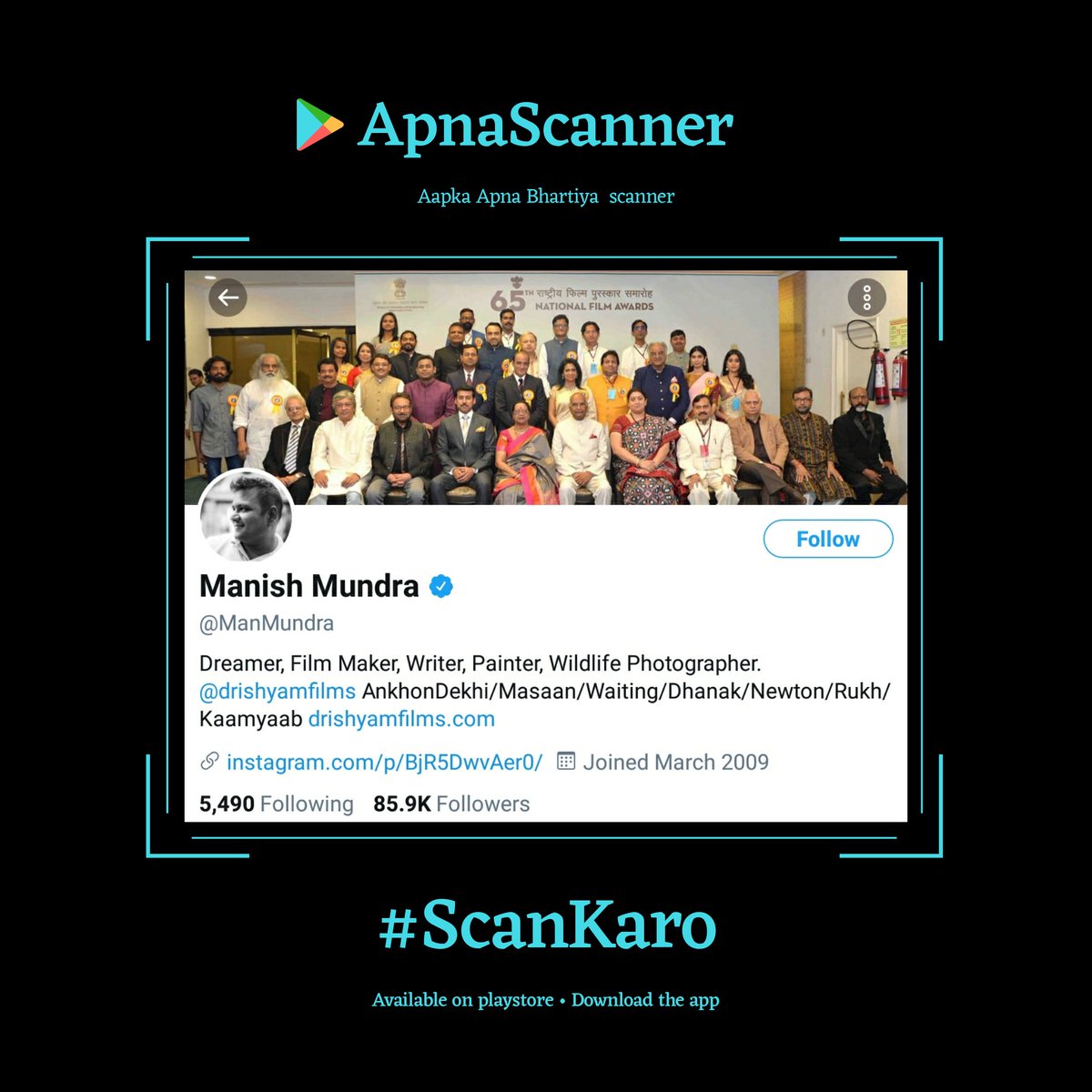 YourtechIn's tweet photo. Dear @ManMundra ,

Please Download the #ApnaScanner App : 
https://t.co/9i0WJ82lrt

YourtechIn 🐾 https://t.co/4WhTqHoJK7